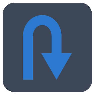 U dönüş düz kare vektör simgesi