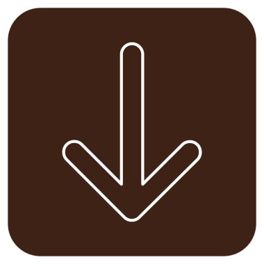 Düz aşağı ok vektör simgesi kare