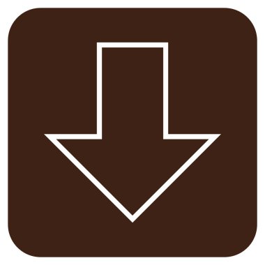 Düz aşağı ok vektör simgesi kare