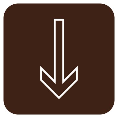 Düz aşağı ok vektör simgesi kare