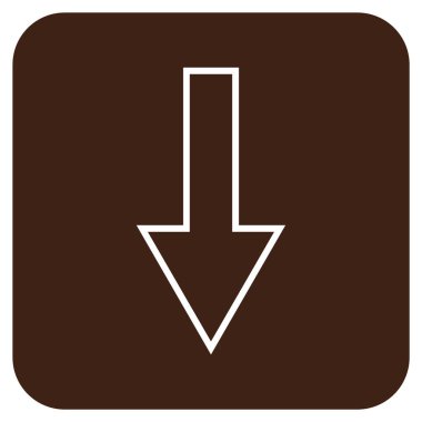 Düz aşağı ok vektör simgesi kare