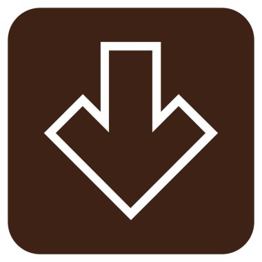 Düz aşağı ok vektör simgesi kare