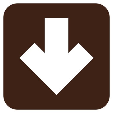 Düz aşağı ok vektör simgesi kare