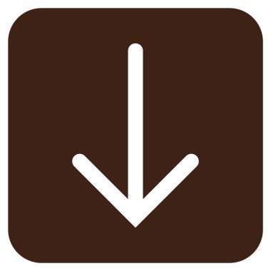 Düz aşağı ok vektör simgesi kare