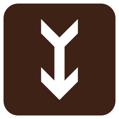 Düz aşağı ok vektör simgesi kare