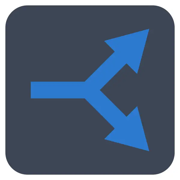 Bifurcación Flecha derecha plana cuadrada Vector icono — Vector de stock