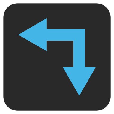 Bifurkasyon ok sol düz vektör simgesi kare.