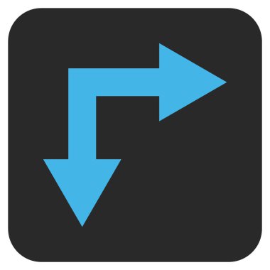 Vektör simge çatallanma ok sağ aşağı düz kare