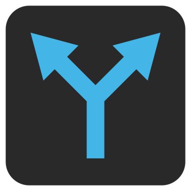 Düz yukarı çatallanma ok vektör simgesi kare