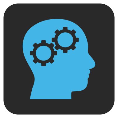 Beyin vites düz kare vektör simgesi