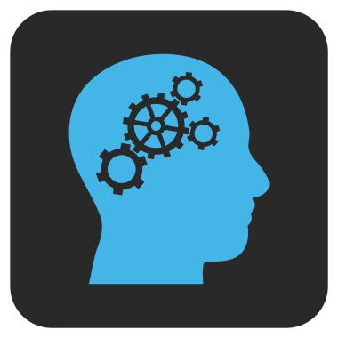 Beyin vites düz kare vektör simgesi