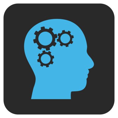 Beyin vites düz kare vektör simgesi