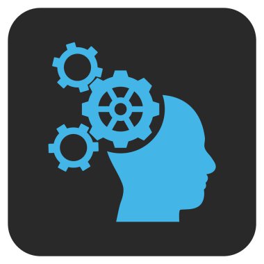 Beyin mekanik düz kare vektör simgesi