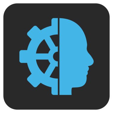 Cyborg vites düz kare vektör simgesi