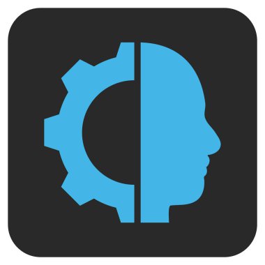 Cyborg vites düz kare vektör simgesi