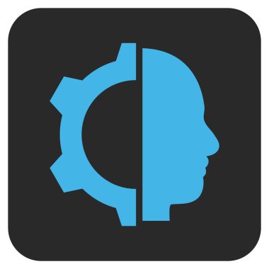 Cyborg vites düz kare vektör simgesi