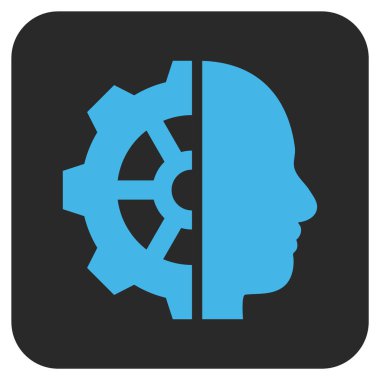 Cyborg vites düz kare vektör simgesi