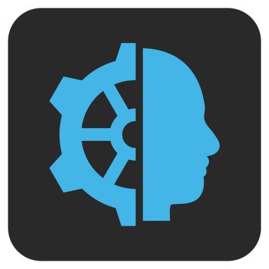 Cyborg vites düz kare vektör simgesi