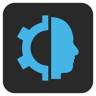 Cyborg vites düz kare vektör simgesi