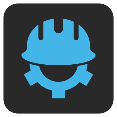 Geliştirme kask düz kare vektör simgesi