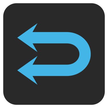 Sola çift ok düz kare vektör simgesi