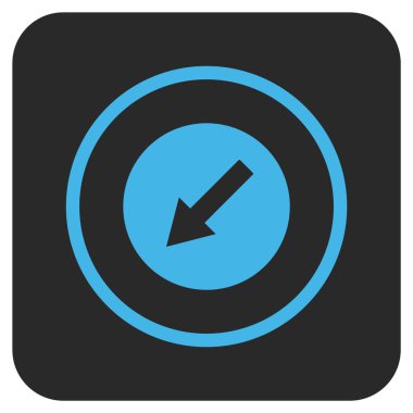 Yuvarlak aşağı sol ok düz kare vektör simgesi