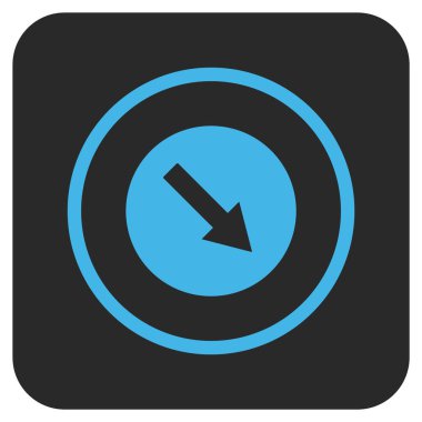 Aşağı doğru yuvarlak ok düz kare vektör simgesi