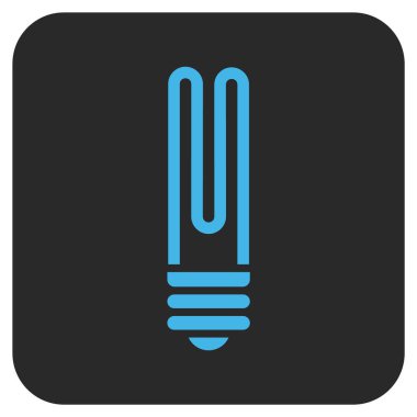 Floresan ampul düz kare vektör simgesi