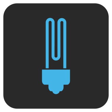 Floresan ampul düz kare vektör simgesi