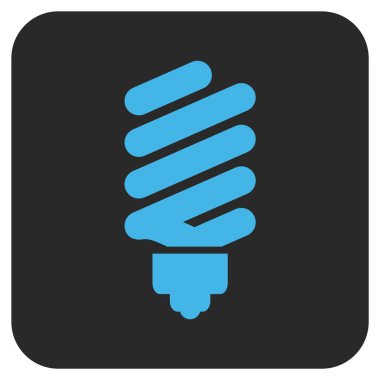 Floresan ampul düz kare vektör simgesi