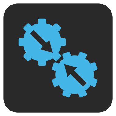 Dişli Tümleştirme düz kare vektör simgesi