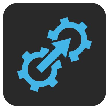 Dişli Tümleştirme düz kare vektör simgesi