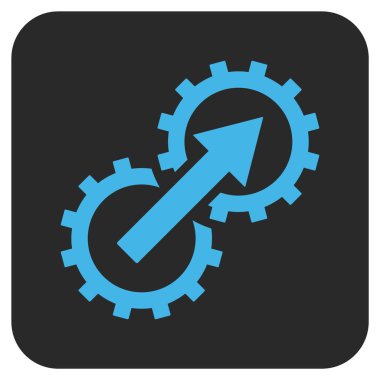 Dişli Tümleştirme düz kare vektör simgesi