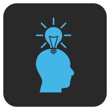 Dahi ampul düz kare vektör simgesi