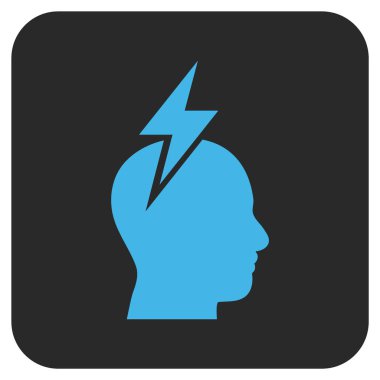 Baş ağrısı düz kare vektör simgesi