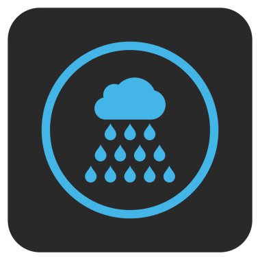 Yağmur bulutu düz kare vektör simgesi