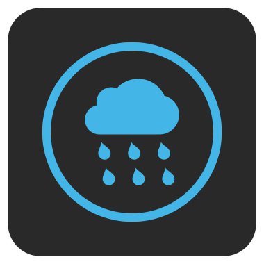 Yağmur bulutu düz kare vektör simgesi