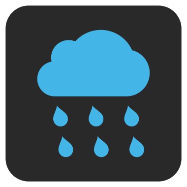 Yağmur bulutu düz kare vektör simgesi