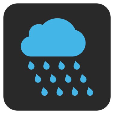 Yağmur bulutu düz kare vektör simgesi