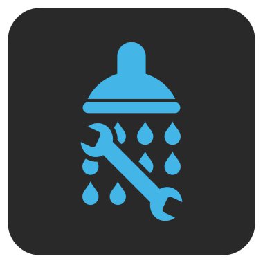 Duş sıhhi tesisat düz kare vektör simgesi