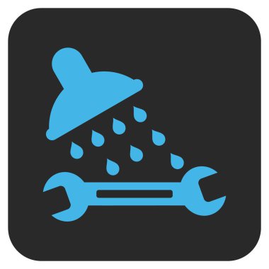 Duş sıhhi tesisat düz kare vektör simgesi