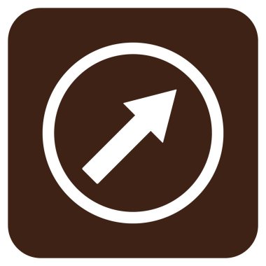 Yukarı sağ yuvarlak ok düz kare vektör simgesi