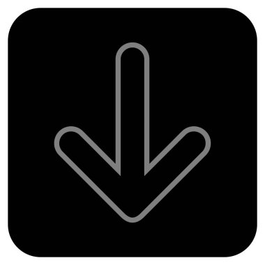 Düz aşağı yönlü ok vektör simgesi kare