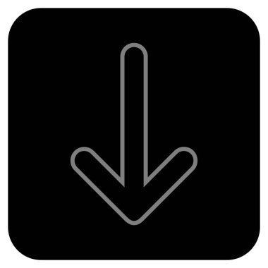 Düz aşağı yönlü ok vektör simgesi kare