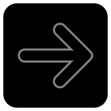 Yuvarlak ok sağ düz vektör simgesi kare