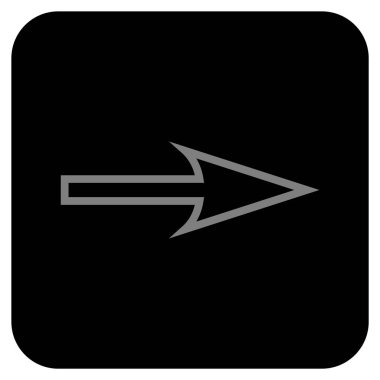 Keskin ok sağ düz vektör simgesi kare