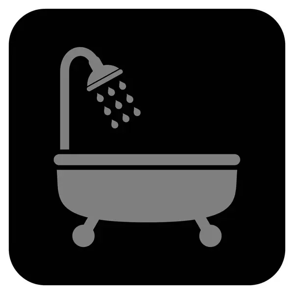 Shower Bath Flat Squared Vector Icon — Stock Vector