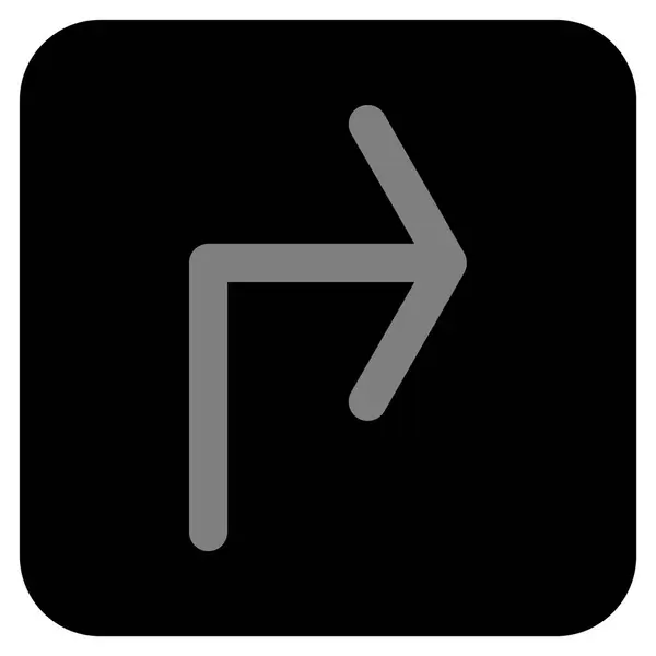 Girare a destra piatto quadrato icona vettoriale — Vettoriale Stock