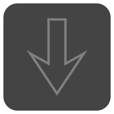 Düz aşağı ok vektör simgesi kare