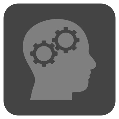 Beyin vites düz kare vektör simgesi